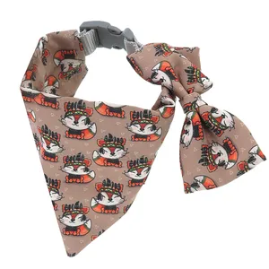 ست دستمال و قلاده گردنی و پاپیون سگ و گربه مدل INDI