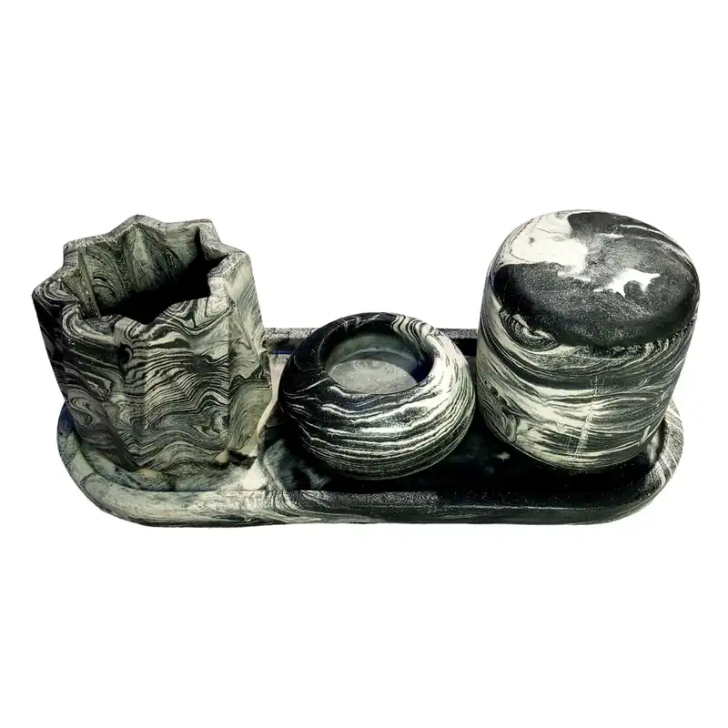 ست 4 تکه گلدان و جاشمعی بتنی کد 5