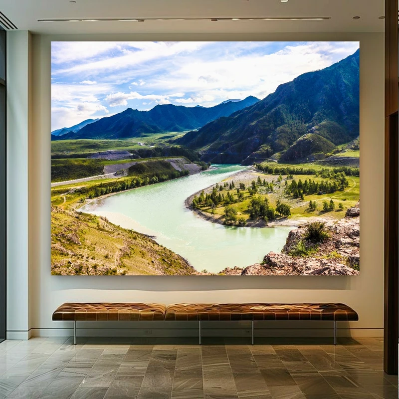 پوستر طرح مخمل منظره دریاچه و کوهستان کد BK22876