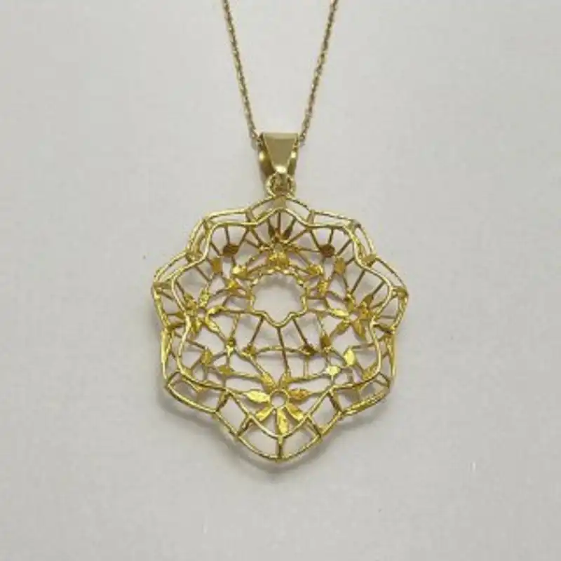 گردنبند طلا 18 عیار زنانه مدل GA004 طرح گل برجسته دو رنگ