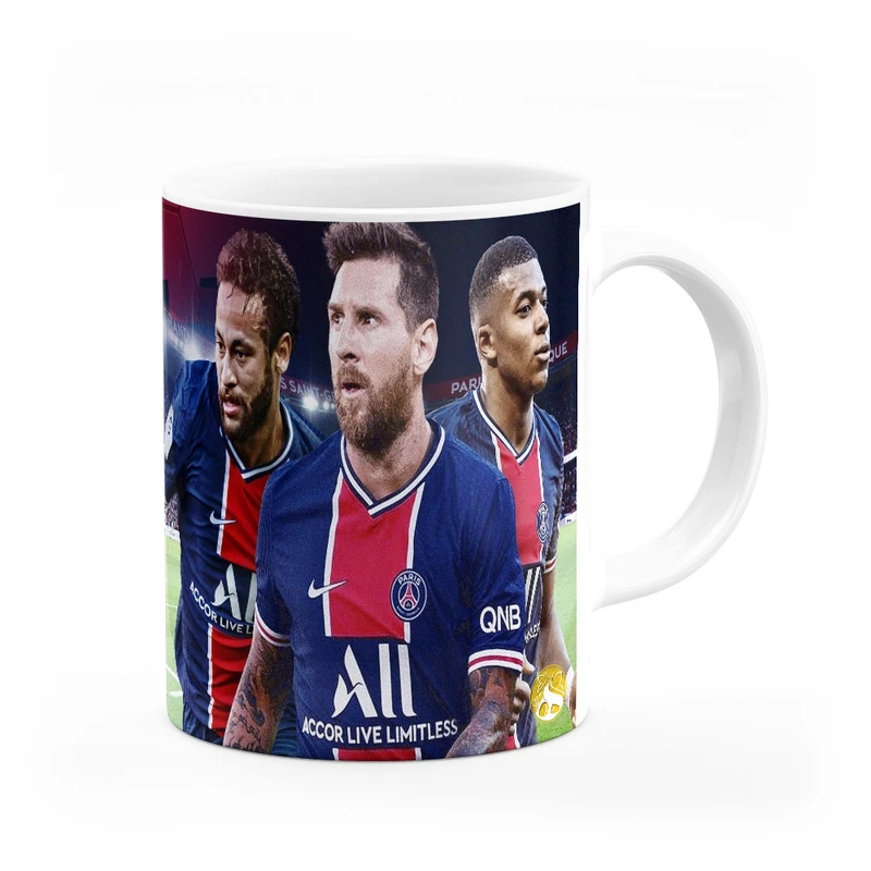 ماگ هومرو طرح تیم باشگاه فوتبال پاری سن ژرمن لیونل مسی امباپه مدل MG4958