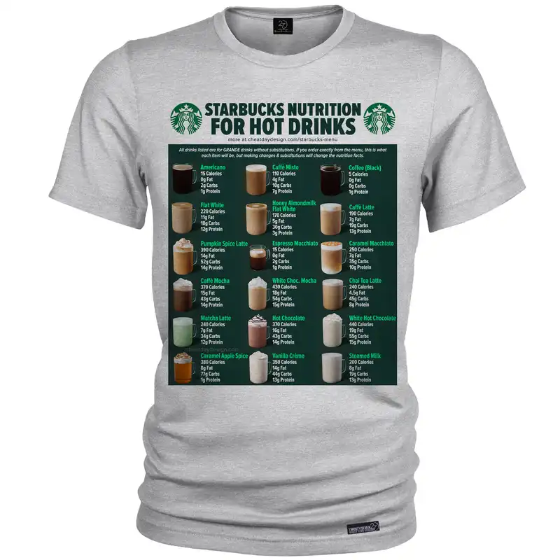 تی شرت آستین کوتاه زنانه 27 مدل Starbucks Calories &amp; Nutrition کد MH1188