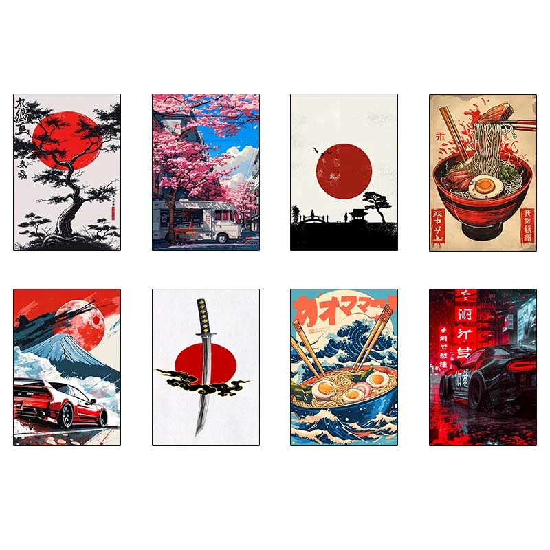 پوستر کارنيکا طرح پوستر ژاپنی کد 42329 مجموعه 8 عددی