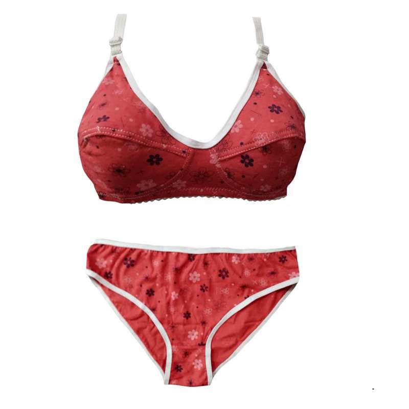 ست شورت و سوتین زنانه مدل گل رنگ قرمز