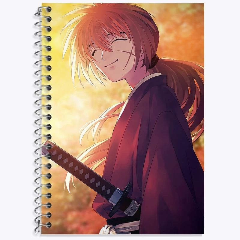 دفتر زبان 50 برگ خندالو مدل دو خط طرح انیمه رورونی کنشین کد 34897