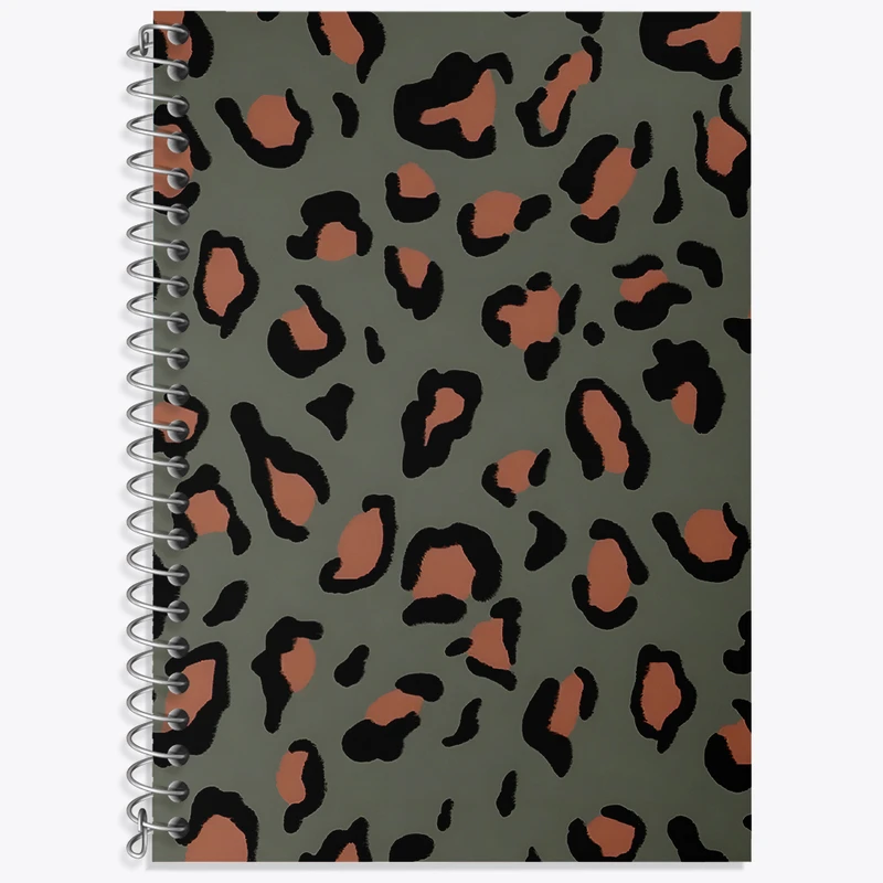 دفتر زبان 50 برگ خندالو مدل سه خط طرح پترن پلنگی کد N2622