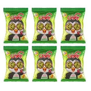 بادام زمینی روکش دار دراژه هلندی با طعم پیاز جعفری پنگوئن - 80 گرم بسته 6 عددی