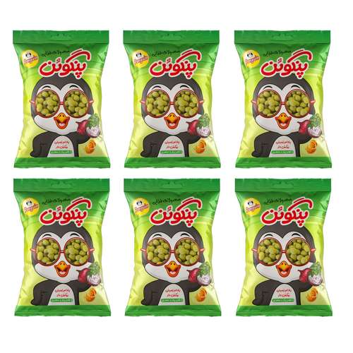 بادام زمینی روکش دار دراژه هلندی با طعم پیاز جعفری پنگوئن - 80 گرم بسته 6 عددی