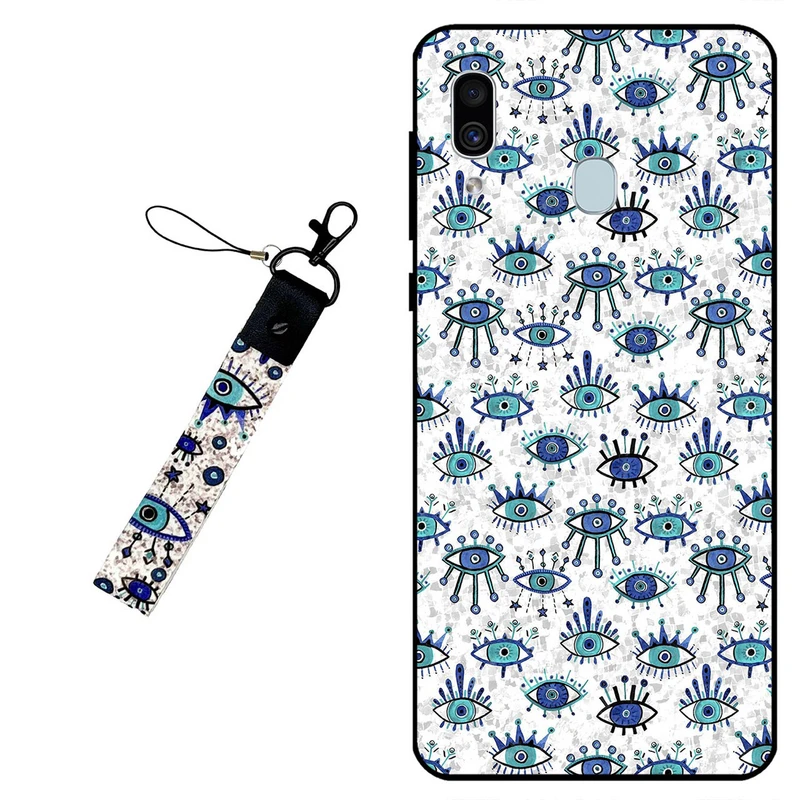 کاور مگافون طرح چشم نظر مدل 6464 مناسب برای گوشی موبایل سامسونگ Galaxy A40 به همراه بند آویز