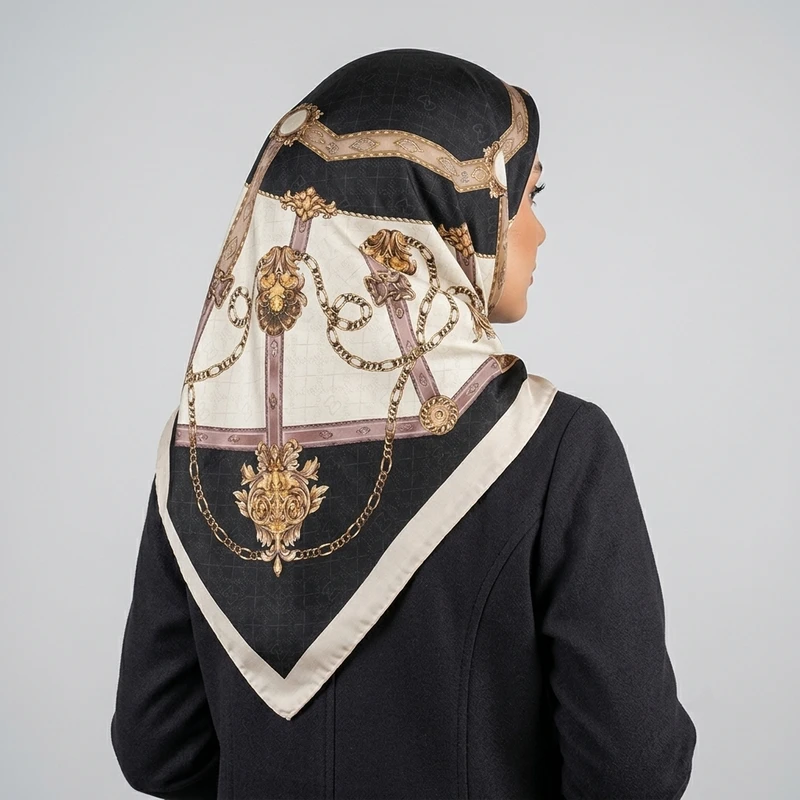 روسری ابریشم زنانه مدل توییل H28 با طول و عرض 125×125 سانتی‌متر