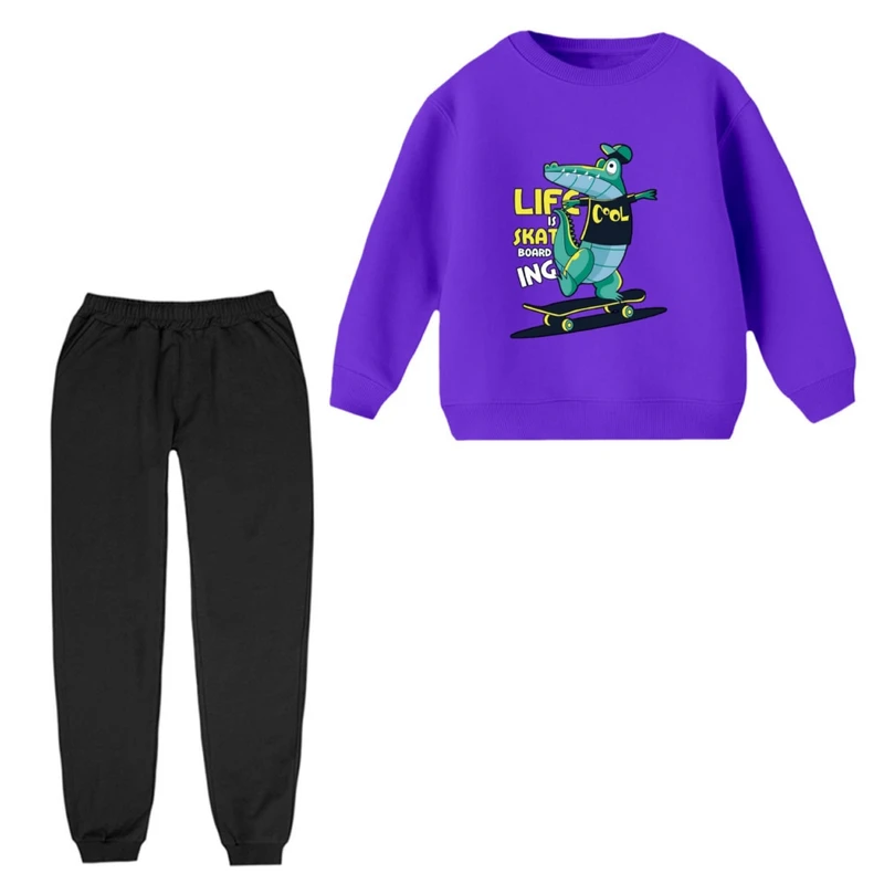 ست سویشرت آستین بلند و شلوار راحتی بچگانه مدل اسکیت سوار