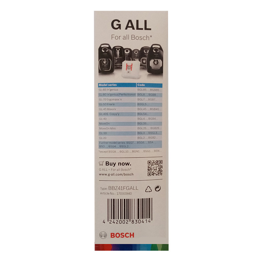 کیسه جاروبرقی بوش مدل GALL بسته 4عددی مناسب برای جاروبرقی های بوش تایپ G,GALL کیسه جاروبرقی بوش مدل GALL بسته 4عددی مناسب برای جاروبرقی های بوش تایپ G,GALL