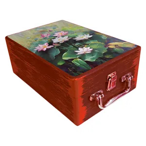  جعبه هدیه مدل چمدان چوبی طرح بهاری کد WS736