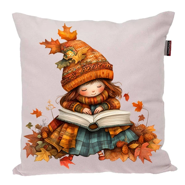 کوسن پاد آفرین مدل پاییز طرح دختربچه و کتاب سایز30 کد PK30163