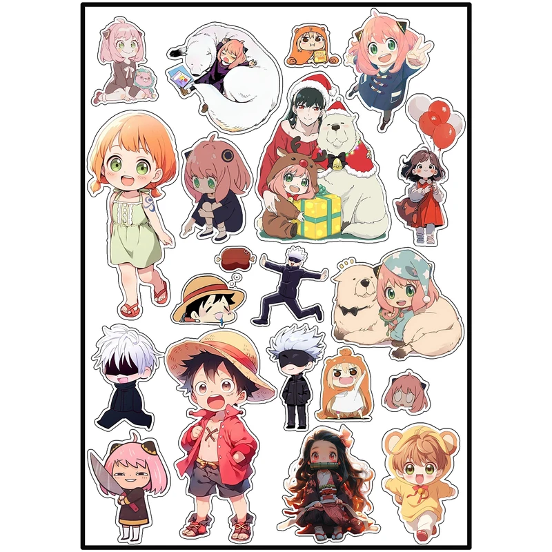 استیکر لپ تاپ و موبایل طرح عروسکی کد ChibiSt3002 مجموعه‌ 19 عددی