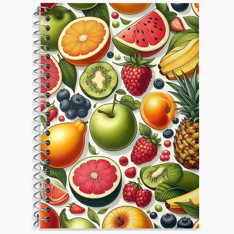 دفتر زبان 50 برگ خندالو مدل دو خط طرح میوه کد N1144