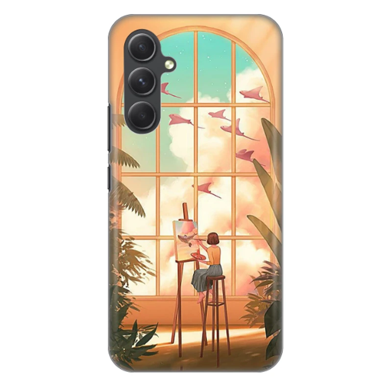 کاور طرح دختر نقاش کد DIMO-049 مناسب برای گوشی موبایل سامسونگ Galaxy A54