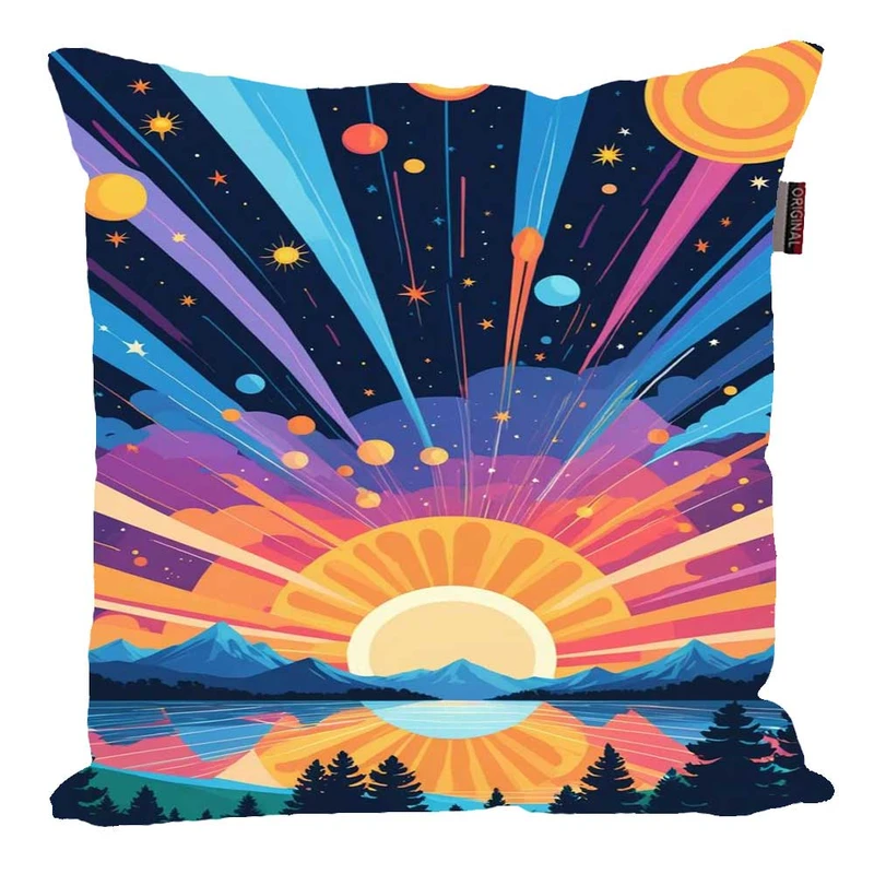 کوسن پاد آفرین مدل کهکشانی فانتزی گرافیکی رنگی کد p73