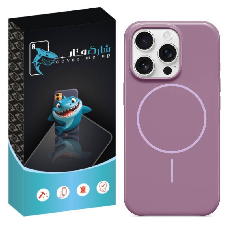 کاور شارک قاب مدل سیلیکونی پاک کنی مگ سیف دار مناسب برای گوشی موبایل اپل iPhone 16 Pro