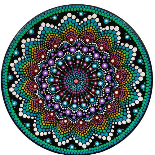 بشقاب دیوارکوب سفالی طرح نقطه کوبی دات ماندالا مدل S001