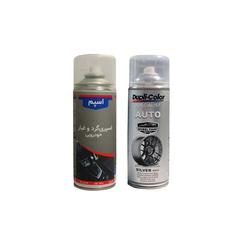 اسپری رینگ نقره ای و داست خودرو  دوپلی کالر مدل RD حجم 400 میلی لیتر مجموعه 2 عددی