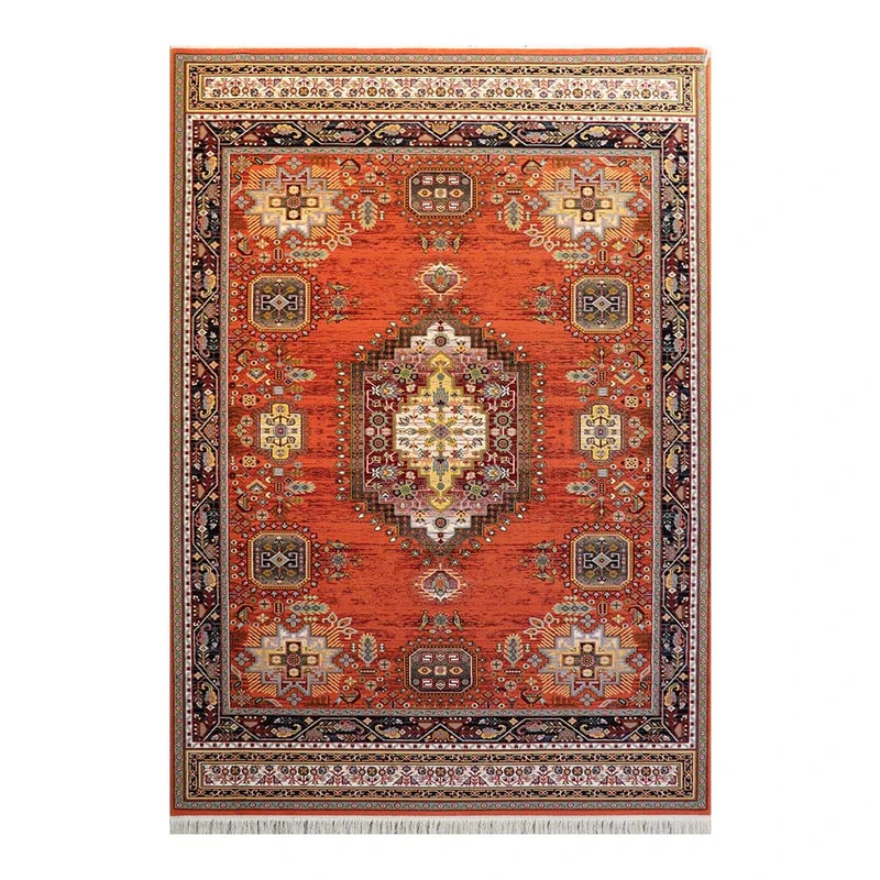 فرش ماشینی 700 شانه زمینه مسی حاشیه مسی مدل شاهکار نوین کد YN-N120-2549