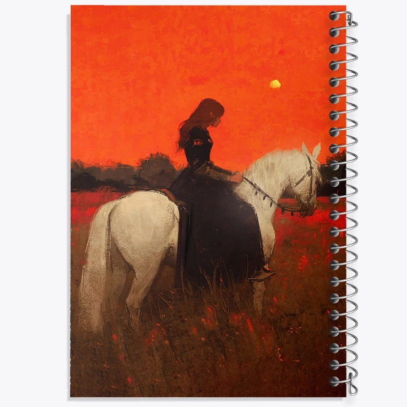 دفتر نت موسیقی 50 برگ خندالو مدل نقاشی زن و اسب کد F1156