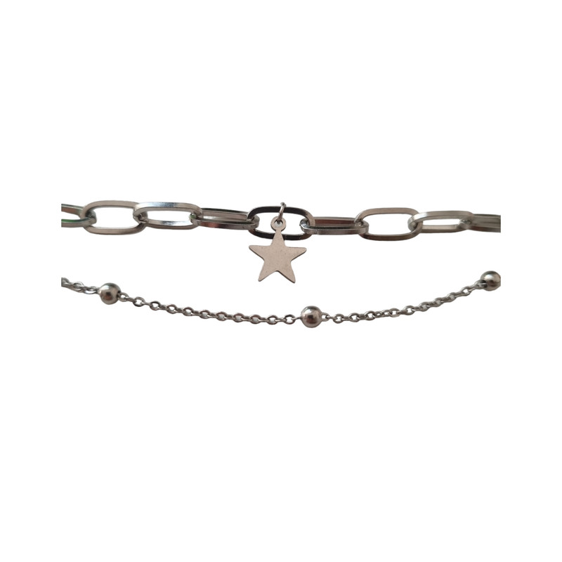 دستبند زنانه مدل دو لاین ستاره