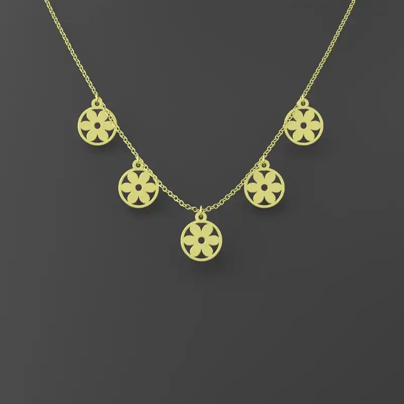 گردنبند طلا 18 عیار زنانه مدوپد مدل گل کد RNA10979