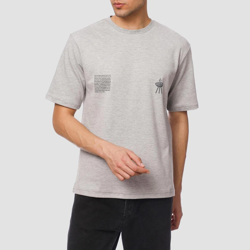 تی شرت آستین کوتاه مردانه ناربن مدل کمپینگ رنگ طوسی