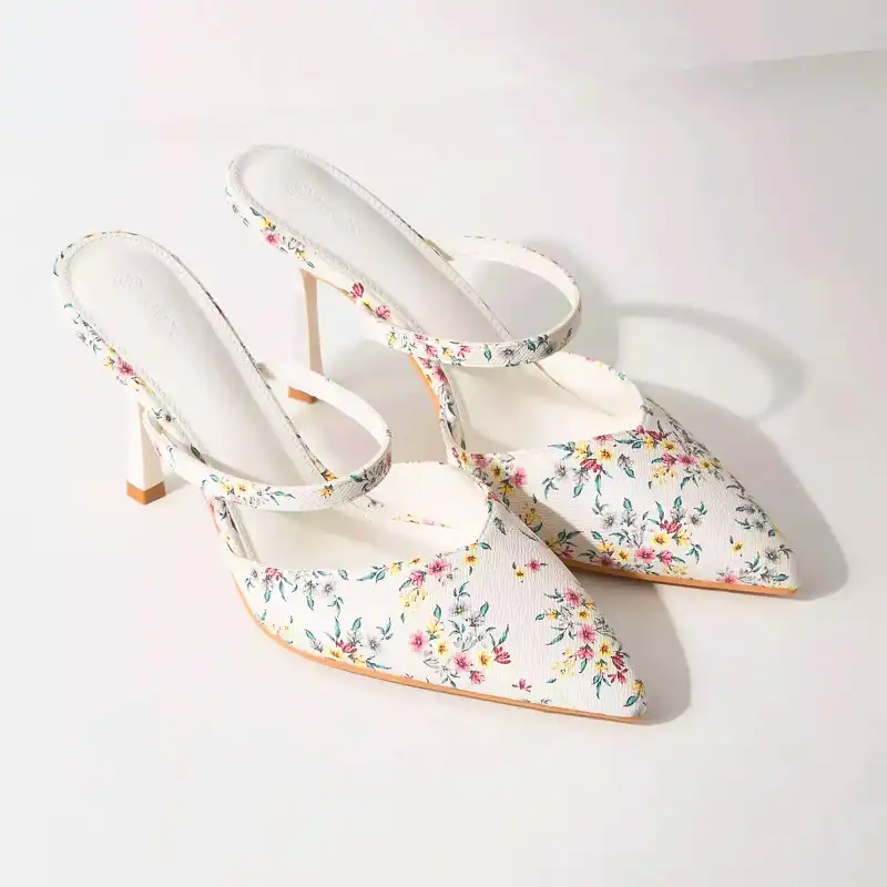 کفش زنانه مکس مدل Floral Print Slip-On Mules with Stiletto Heels