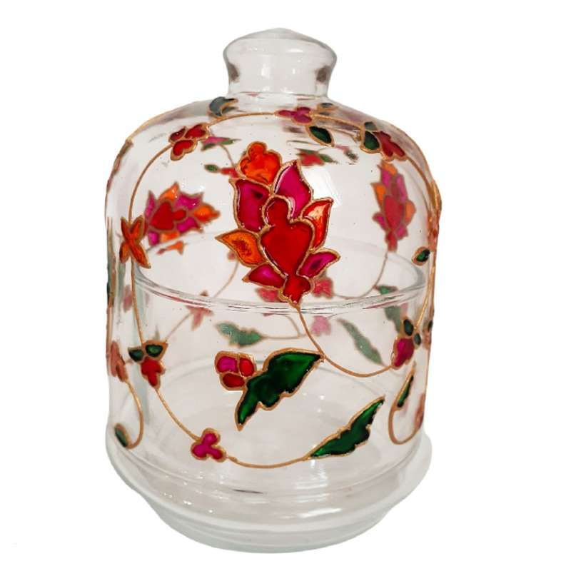 ظرف شیشه ای مدل عسل خوری طرح ترنج کد 0035