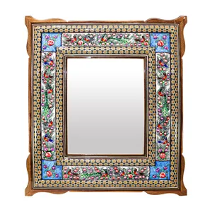 آینه خاتم کاری مدل یونیک طرح مینیاتور برجسته کد GrBl55p50mr28p22-2f2