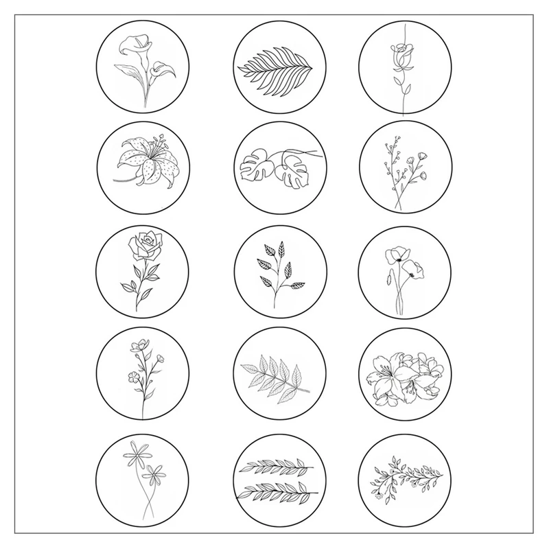 برچسب طرح گل مینیمال کد 002C مجموعه 15 عددی