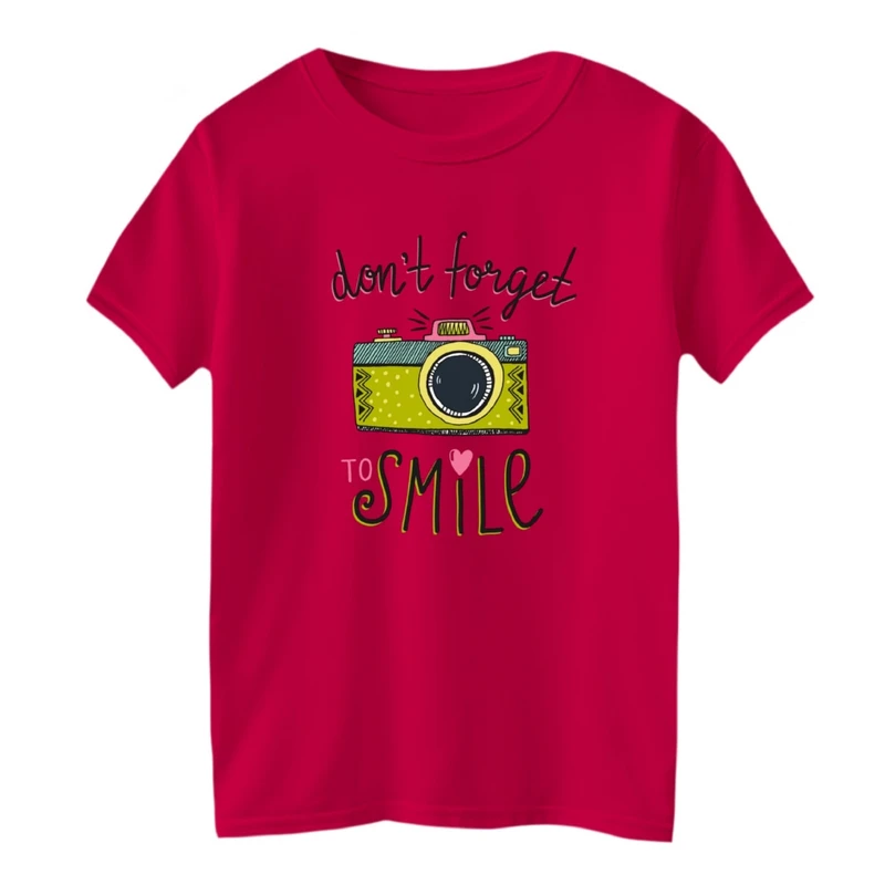 تی شرت آستین کوتاه بچگانه مدل دوربین و لبخند