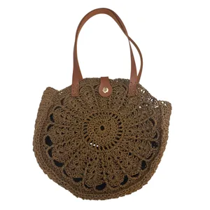 کیف رودوشی بافتنی مدل رافیا طرح خورشید کد 01