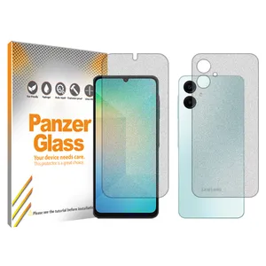 Panzer Glass Resistant model matte screen protector suitable for Samsung Galaxy A06 mobile phone along with the back of the phone