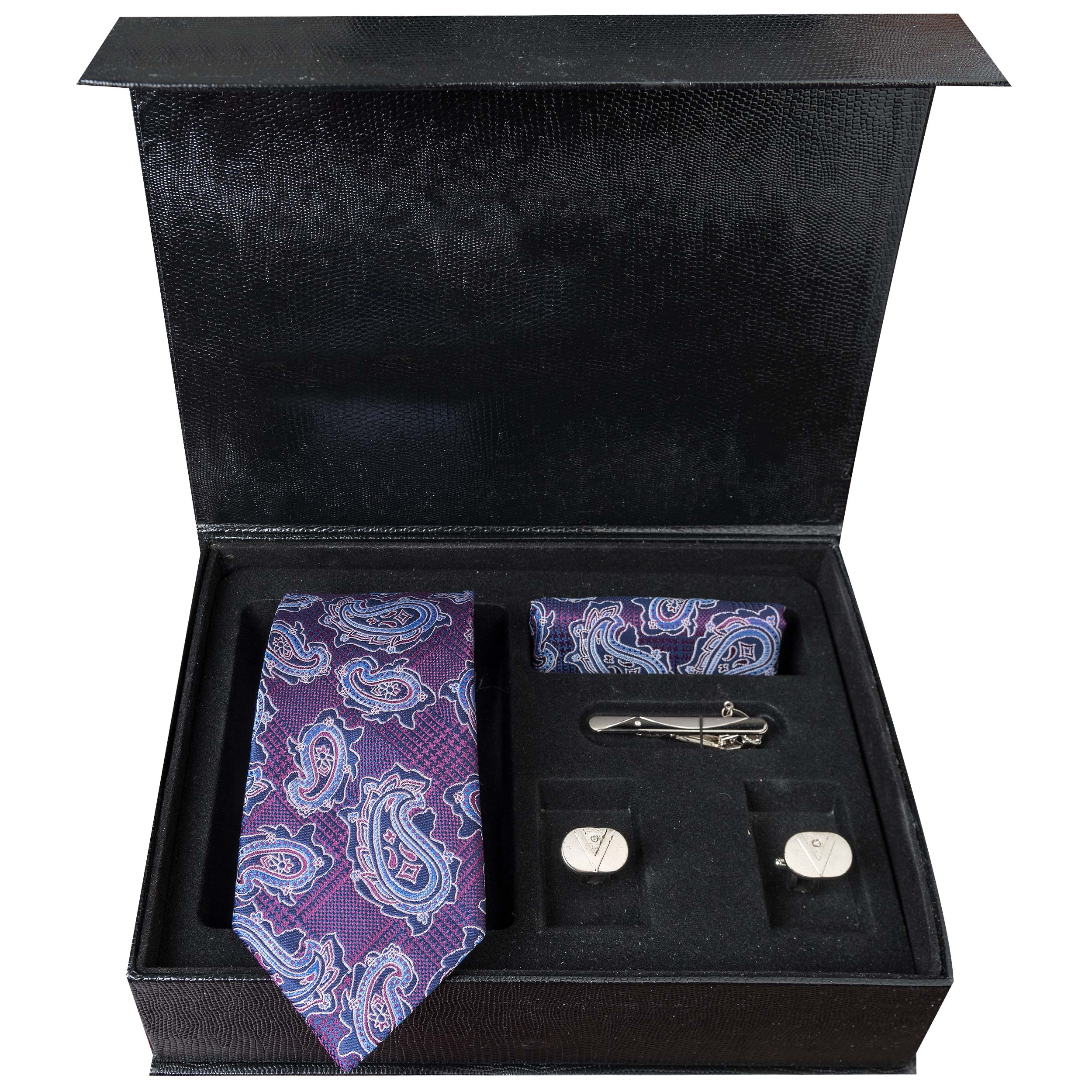 ست کراوات و دستمال جیب و دکمه سردست مردانه مدل GF-PA309-PU