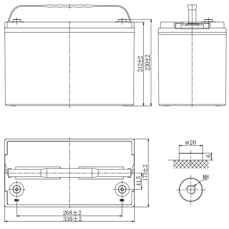 عکس شماره 2 : باتری یو پی اس 12 ولت 100 آمپر ساعت دیپ سایکل ژل یورونت مدل 12v-100ah gel