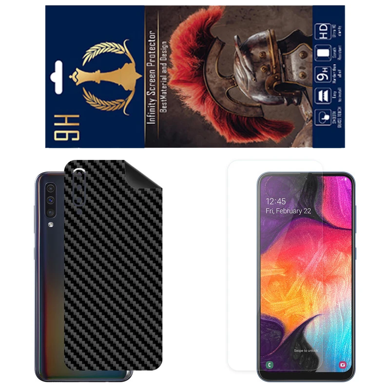 برچسب پوششی اینفینیتی مدل FC مناسب برای گوشی موبایل سامسونگ Galaxy A50 به همراه محافظ صفحه نمایش