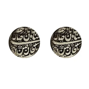 دکمه سردست نقره مردانه گالری ظهیرالدینی طرح سکه قدیمی کد 01