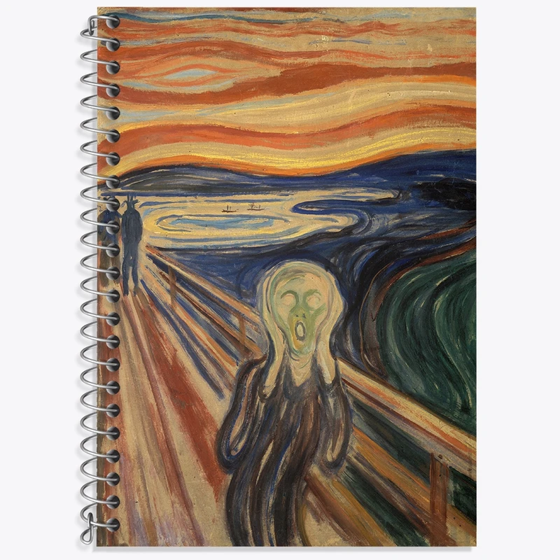 دفتر زبان 50 برگ خندالو مدل دو خط طرح جیغ ادوارد مونک کد 36853