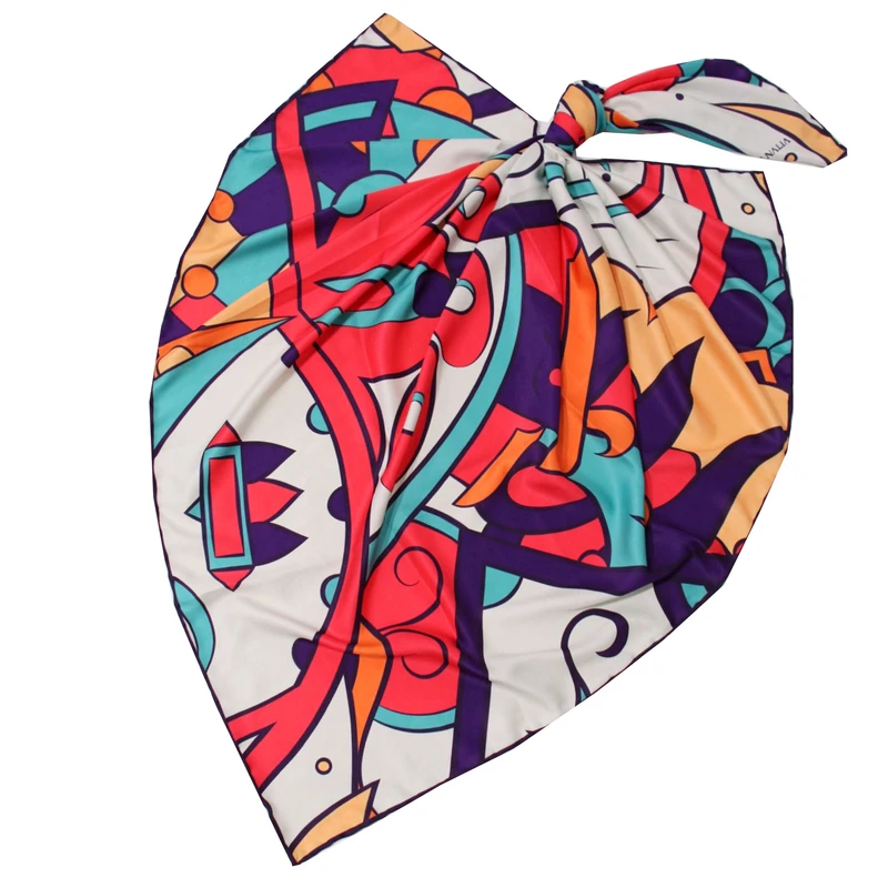 روسری زنانه مدل ابریشم توییل قواره 90 طرح جدید دست دوز ana-2951