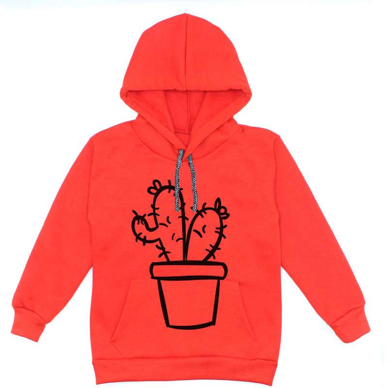 هودی دخترانه مدل کاکتوس A78 رنگ قرمز