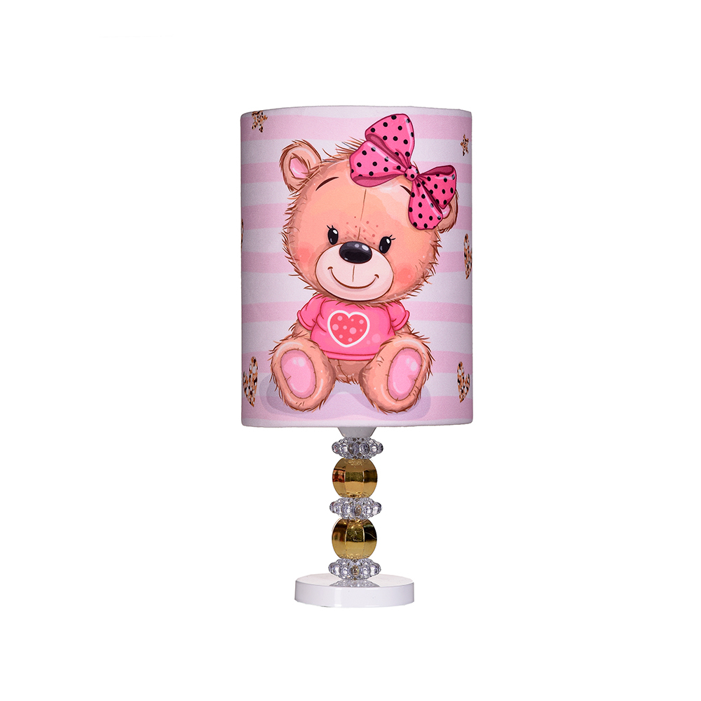 لوستر اتاق کودک مدل خرس دخترانه به همراه آباژور و ساعت دیواری