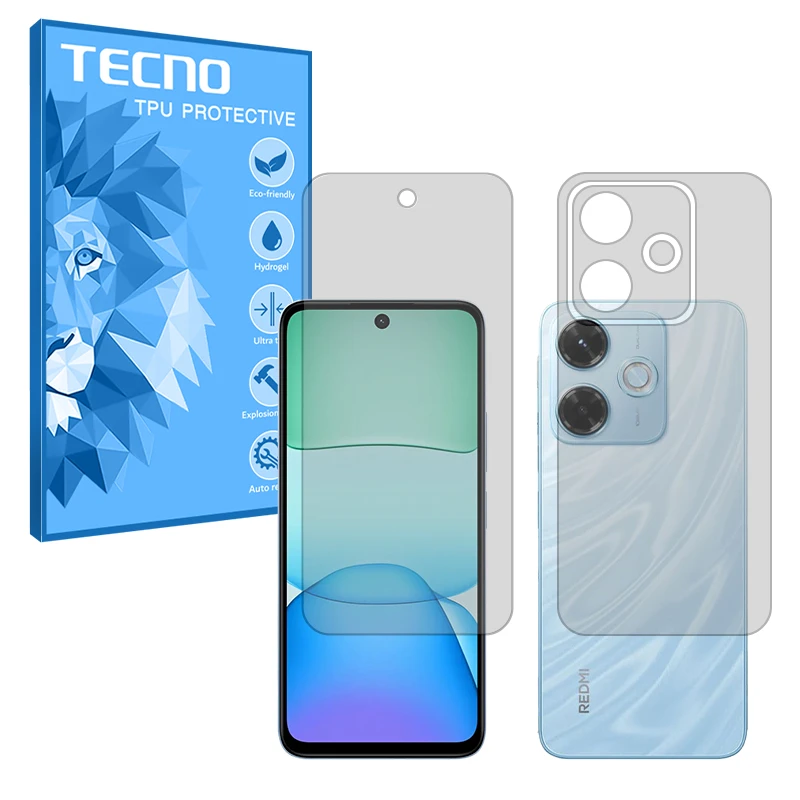 محافظ صفحه نمایش شفاف تکنو مدل Resistant مناسب برای گوشی موبایل شیائومی Redmi 13x به همراه محافظ پشت گوشی 