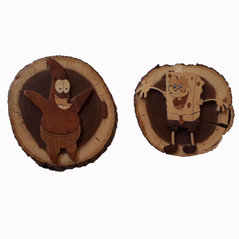 دیوارکوب معرق کاری مدل باب اسفنجی و پاتریک مجموعه 2 عددی