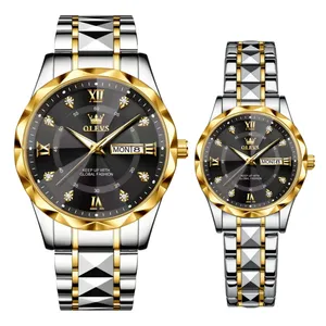 ست ساعت مچی عقربه‌ای کوارتز زنانه و مردانه اُ لِوز مدل لوکس کلاسیک دی دیت کد 1