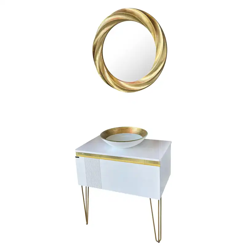 ست کابینت و روشویی سیتکا مدل EZ-glr007 به همراه قاب اینه