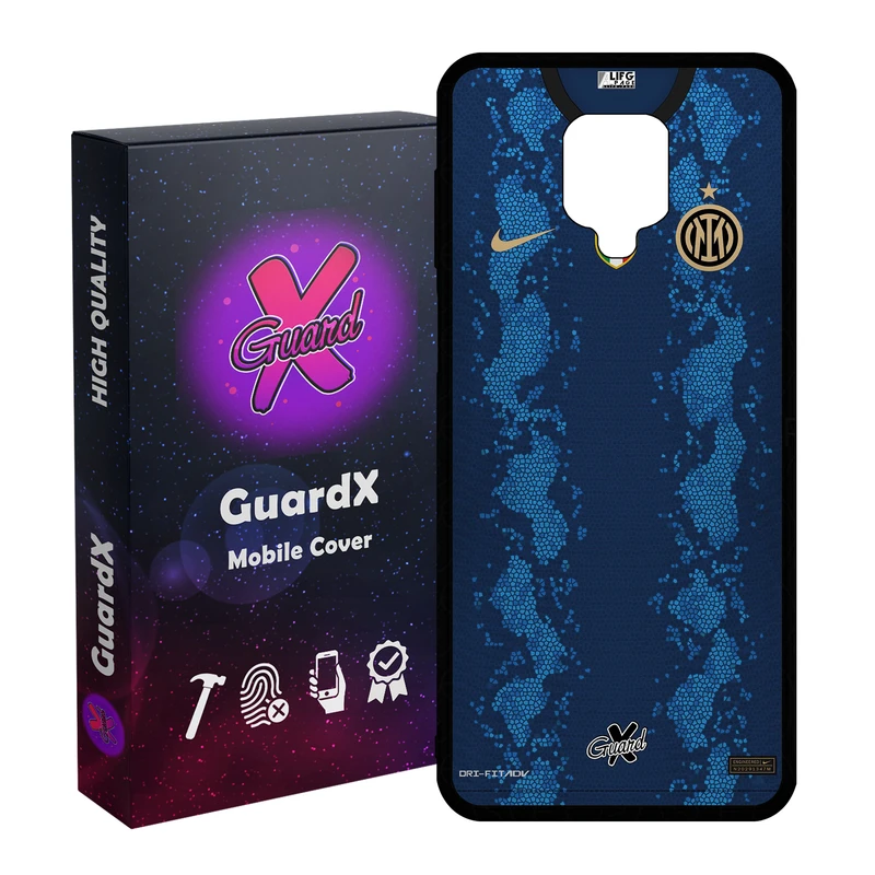 کاور گارد ایکس طرح Inter Milan مدل Glass10400 مناسب برای گوشی موبایل شیائومی Redmi Note 9S / Note 9 Pro / Note 9 Pro Max